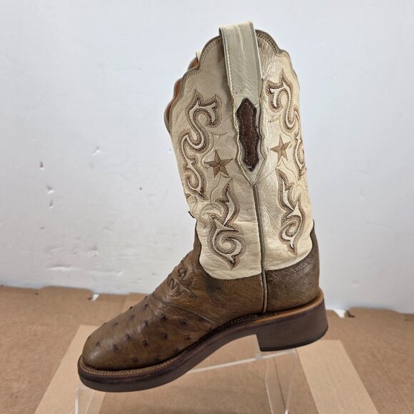 Lucchese Tan and Cream Heeled Boots - Picture 4 of 10